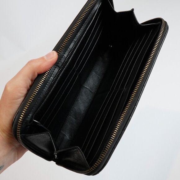 Bottega Veneta Continental Black Intrecciato Leather Zip Wallet 8.5in Oversized - Picture 3 of 11